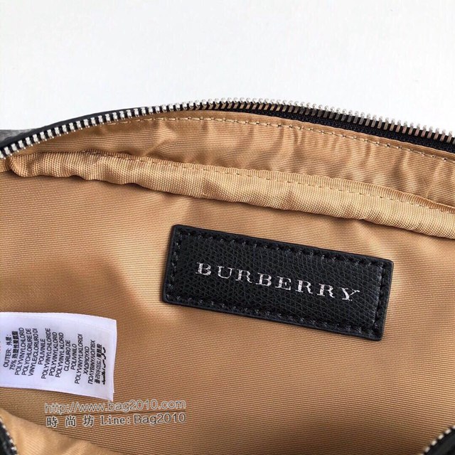 Burberry專櫃新款包包 巴寶莉官網最新款黑色全皮腰包胸包挎包  db1000